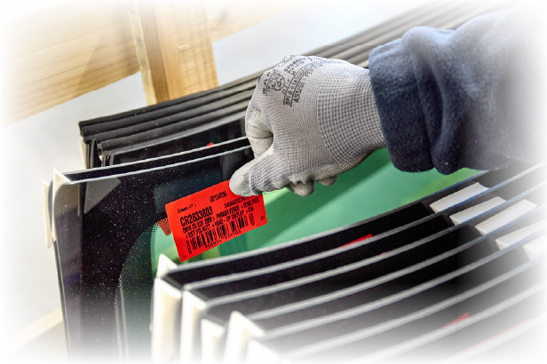 Mano che posiziona un'etichetta DIRA su un parabrezza